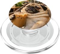 Lazy Sunday Coffee Pug Funny Relaxing Meme PopSockets PopGrip para MagSafe