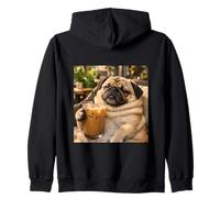 Lazy Sunday Coffee Pug Funny Relaxing Meme Sudadera con Capucha