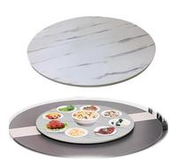 Lazy Susan - Bandeja giratoria de madera giratoria de 80 cm con giro suave de 360°, perfecta para mesas de comedor, banquetes, bodas, elegante diseño de mármol blanco