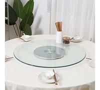 Lazy Susan - Bandeja giratoria para mesa de comedor redonda grande, de vidrio templado (20/24/28/32/35 pulgadas) con base de aleación de aluminio, rotación silenciosa y suave, acabado plateado (Ø 50