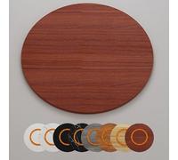 Lazy Susan - Bandeja redonda de madera para servir de 75 cm, centro de mesa giratoria grande para comedor, cocina y decoración del hogar (acabado de teca)