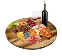 Lazy Susan de madera de acacia de 30 pulgadas para mesa, mesa giratoria de madera Lazy Susan para mesa, organizador extra grande para cocina, mesa de comedor, almacenamiento con almohadillas