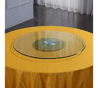 Lazy Susan - Mesa de comedor redonda grande de 24 pulgadas, plato de vidrio templado con base de aleación de aluminio, rotación silenciosa y suave, elegante acabado dorado