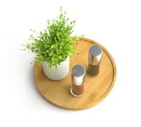 Lazy Susan Organizador Homerays de 9 pulgadas antideslizante de bambú Lazy Susan para cocina, estante giratorio de especias para gabinete de cocina, tocadiscos de madera para organizador de encimera