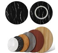 Lazy Susan - Tocadiscos para mesa de comedor de 20 a 36 pulgadas, bandeja redonda giratoria para servir, patrón de mármol negro, perfecto para reuniones familiares y entretenimiento, 90 cm