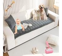 Lazy - Tapete de franela suave transpirable para mascotas, antideslizante, protector de sofá, transpirable, lavable, manta para sofá, funda de sofá, para todas las mascotas (gris oscuro, 80 x 120 cm)