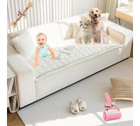 Lazy - Tapete de franela suave transpirable para mascotas, antideslizante, protector de sofá, transpirable, lavable, manta de sofá, funda de sofá, para todas las mascotas (beige, 80 x 210 cm)