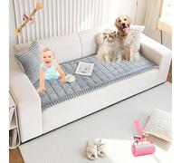 Lazy - Tapete de franela suave transpirable para mascotas, antideslizante, protector de sofá, transpirable, lavable, manta para sofá, funda de sofá, para todas las mascotas (gris claro, 70 x 210 cm)