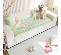 Lazy - Tapete de franela suave transpirable para mascotas, antideslizante, protector de sofá, transpirable, lavable, manta para sofá, funda de sofá, para todas las mascotas (verde, 60 x 150 cm)