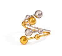 lazyfun Elegantes Anillos Con Oro Y Plata Mezcla De Colores Doble Apertura Ajustable Bola Para Accesorios De Moda Único