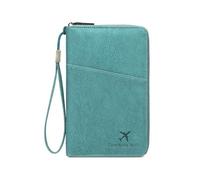 lazyfun Funda para pasaporte con bloque, organizador para documentos de viaje, bolso para tarjetas de crédito, funda protectora para hombre y mujer, regalo, azul