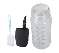lazyfun Vaso de vidrio a prueba de fugas apto para microondas 300 ml con escala de medición botella de agua portátil para zumos de leche café botella resistente al calor para café/leche