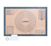 Lazymi Spianatoia per Impastare in Silicone, Resistente al calore | Spessore Stuoia di Rolling & Tagliaimpasto della Pasticceria , Tappetino da Forno Antiaderente per Pizza , 60x40 cm (Grigio)