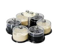 Lazys Susan Plato, Bandeja Organizadora de Refrigerios Dividida, Tamaño Grande con Mecanismo Giratorio y Tapa Protectora, Bandeja para Servir de Alimenticio, Estilo Moderno con Múltiples Compart