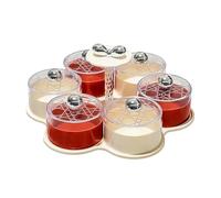 Lazys Susan Plato, Bandeja Organizadora de Refrigerios Dividida, Tamaño Grande con Mecanismo Giratorio y Tapa Protectora, Bandeja para Servir de Alimenticio, Estilo Moderno con Múltiples Compart