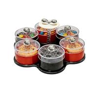 Lazys Susan Plato, Bandeja Organizadora de Refrigerios Dividida, Tamaño Grande con Mecanismo Giratorio y Tapa Protectora, Bandeja para Servir de Alimenticio, Estilo Moderno con Múltiples Compart