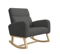 Lazyspace Sillón mecedora para relajarse, sillón balancín, sillón balancín, base de madera, con adhesivo antideslizante silencioso, 2 bolsillos laterales, lana de cordero, color blanco, 78 x 69 x 87