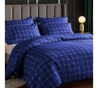 lazzaro home feel the difference Juego de funda de edredón para cama de tamaño Super King, microfibra cepillada, funda de edredón con fundas de almohada, 260 x 220 cm, color azul