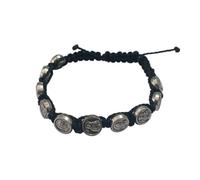 lazzaro italy Pulsera San Pío de Pietrelcina y Perpetuo Socorro. Cuerda macramé con medallas chapadas en plata. Joya artesanal, M, Cuerda, No Gemstone