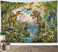 LB 200x150cm Tapiz de Pared Dinosaurio Colgar de Pared Bosque verde Tela Pared Niños Tapices para Sala Dormitorio Decoración Pared