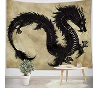 LB 235x180cm Tapiz de Pared Dragón Negro Colgar de Pared Animal legendario antiguo Tela Pared Estilo chino Tapices para Sala Dormitorio Decoración Pared