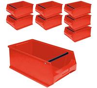 LB 2T PROFI - Lote de 8 cajas transparentes (500 x 300 x 200 mm, 21 L), color rojo