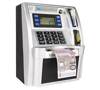 LB Banco de Dinero Banco de Ahorro ATM Hucha Electrónica Digital ATM para Monedas y Billetes,Mini Alcancía,Negro(Versión Euro)