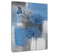 LB Cuadros Decoracion Salon- Azul y gris Poster- Mariposa flor Laminas Decorativas Pared- Abstracto Decoracion Pared para Hogar Habitacion Cocina Dormitorios Baño,20x25cm Sin Marco