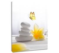 LB Impresiones en Lienzo Piedras Zen Blancas Posters para Pared Mariposa amarilla flor orquídea Mural Relax Yoga Arte de Pared para Sala de Estar Dormitorio Baño Decoración de Pared,30x40cm Sin Marco