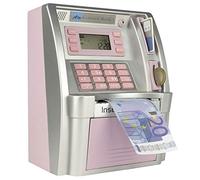 LB Mini Hucha Electrónica ATM Banco de Dinero Divertido para Niños Caja de Ahorros para Monedas y Billetes,Rosa(Versión Euro)