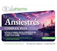 LB PHARMA - Antiestrés Complex Plus - Ashwagandha con L-Triptófano 400 mg + Griffonia, Rhodiola, Valeriana, Espino Blanco y Pasiflora | Antiestrés y Ansiedad | Apoyo Sueño y Estado de Ánimo | 60 caps