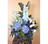 LBA Centro de Orquídeas Blancas y Hortensias Azules, Flores y Plantas Artificiales. Tanto para casa como para Cementerio. Med.: 85x85cms.