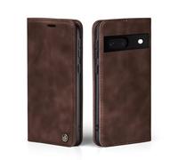 LBH Funda para Google Pixel 7a en color marrón oscuro con compartimento para tarjetas y dinero, funda con función atril, cierre magnético, estilo vintage