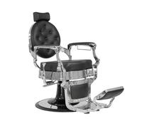 LBH Sillón Clásico de Barbero hidráulico Estilo Retro Vintage con reposapies Integrado Modelo Buzz Silver Negro