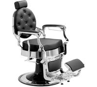 LBH Sillón Clásico de Barbero hidráulico Estilo Retro Vintage con reposapies Integrado Modelo Mae (Silver)