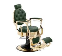 LBH Sillón Clásico de Barbero hidráulico Estilo Vintage con reposapies Integrado Modelo Mack Gold Verde