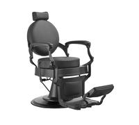 LBH Sillón Clásico de Barbero hidráulico Estilo Vintage con reposapies Integrado Modelo Shor Negro