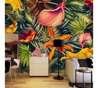 LBHSWWX Papel pintado de tela de seda floral tropical, impresión HD, diseño de hojas de palma coloridas (280 x 180 cm)