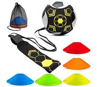 LBING Fútbol Trainer Cinturón de Entrenamiento de fútbol con 10 Conos De Entrenamiento para Pelota Fútbol,Voleibol y Rugby,Regalos de Fútbol para Niños Adultos