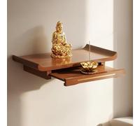 LBLFEBD Estante de madera maciza para altar montado en la pared con cajón, santuario de Buda tallado a mano, mesa de oración y meditación para el hogar, decoración zen que ahorra espacio