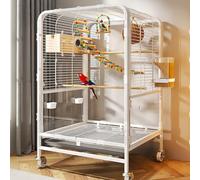 LBLFEBD Jaula grande para pájaros de acero forjado, 77 cm, para interiores, pajarera con ruedas rodantes, soporte para cacatúas, loros cuáqueros grises africanos, periquitos, mejillas verdes y palomas