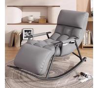 LBLFEBD Juego de mecedora y reposapiés, silla mecedora para sala de estar, dormitorio, mecedora con cojín, reclinable de jardín de gravedad cero con reposabrazos, sofá moderno