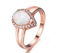LBRTMED Cwzzws Forma de caída de agua Anillo de ópalo de fuego blanco Rose y oro rellenos de oro para joyas para mujeres