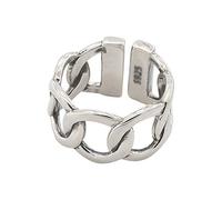 LBRTMED CWZZWS Silver Wide -Band Band Ring for Women Cuban Link Cadena Punk Hip Hop Motorcycle Anillos de confort de moda