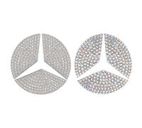 LbsAMP 2 Piezas Emblema Adhesivo Mercedes 45mm Cristal Accesorios para Volante Decoración Interior de Coche Logo Accesorios para Mercedes-Benz A B C E G CLA CLS GLA GLC GLE GLK (Plata y Color)