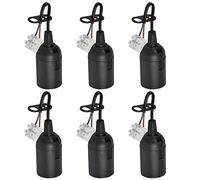 LbsAMP 6 Piezas Casquillos para Bombillas E27 Adaptador de Bombillas 4A 250V Portalámparas E27 Base de Bombilla de Plástico para Cocinas de Oficinas Habitación Iluminación (Max. 60W) - Negro