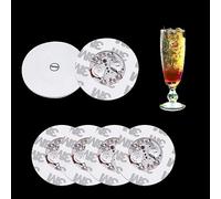 LbsAMP 6 Piezas Posavasos LED Luz Blanca Redonda Luminosos Posavasos LED para Bebidas Adecuado para Botellas de Vino Tazas de Té Tazas de Café Bodas Bares