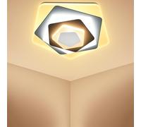 LbsAMP Lámpara de Techo LED Regulable 3 Colores 24W Plafón Moderno Techo Lámpara Cocina Dormitorio Sala de Estar Luz Cálida Iluminación de Techo para Casa Oficina Comedor - Forma de Cinco Lados