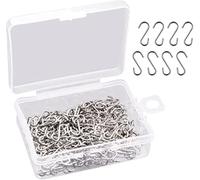 LbsAMP Mini S gancho de acero inoxidable Conector de gancho de gancho S Percha de gancho con caja de almacenamiento - 200 piezas