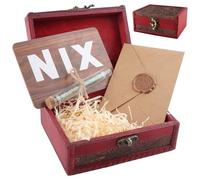 LbsAMP Nichts Geschenk Schatzkiste Holz mit NIX Holzkarte und Umschlägen Geldgeschenke Verpackung Lustige Geschenkideen Jubiläen NIX Geburtstagsgeschenk für Alle die Nchts Wollen Männer Frauen